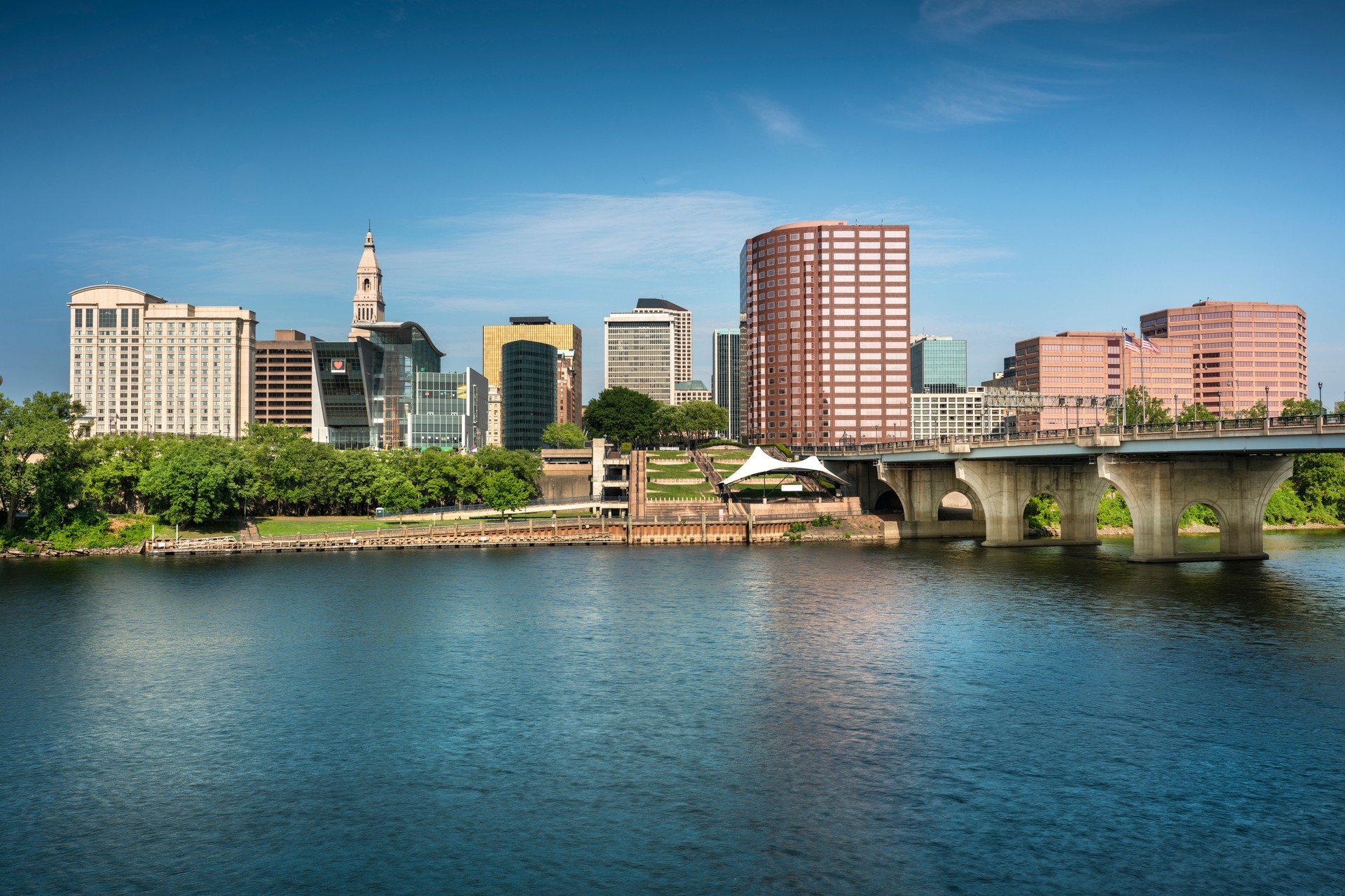Buildings in the downtown core of Hartford Connecticut USA